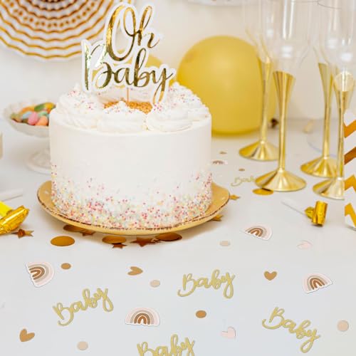 Baby douche decoratie - 60 stuks confetti met 4 patronen, baby en boho regenboog scatter decoratie, tafel decoratie voor baby douche, geslacht onthullen partij etc 4