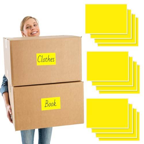 Etiketten voor Opbergdozen 12 stuks, 4 x 6,6 inch geel handschrift grote kleverige etiketten zelfklevende etiketten stickers voor deurnummer opbergdozen