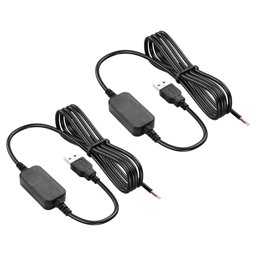 2 stuks DC Boost-kabel, 5V tot 12V, 22AWG, USB 2.0 Plug tot Bare Cords, voor camera's, miniluidsprekers etc. - 110 cm