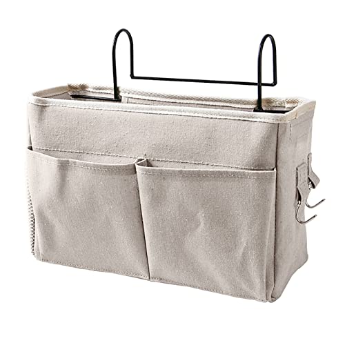 Bedside Table, Hang Bed Storage Box, Bedside Table, Organisator, Mand, Opknoping Bag Holder, Katoenen Linnen voor stapelbedden in slaapzalen (WHITE) 5