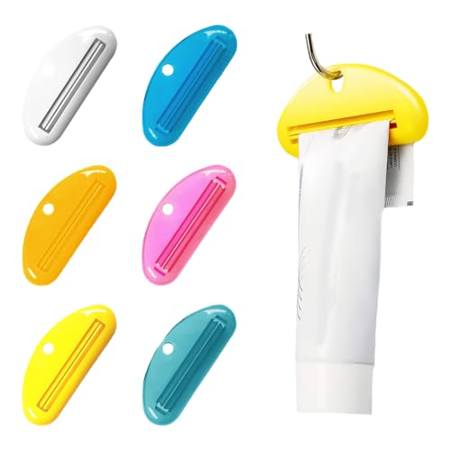 6Stuks Tandpasta Tube Pinch, Plastic Tandpasta Clips Handige Tube Squeegee D-Shape Cosmetic Cream Tube Squeege Tandpasta Dispenser voor tandpasta Handcrème Cosmetics (6 kleuren)