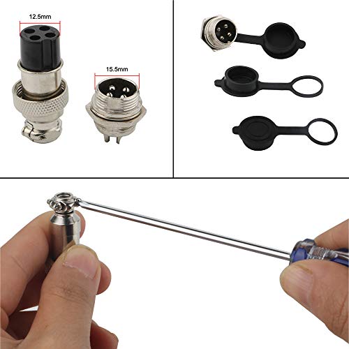 Luchtvaartplug, 6 x 16 mm draad 4 speld vrouwelijk metaal luchtvaart draad plug + 6 x 16 mm draad 4 speld metaal luchtvaart draad plug + 6 x rubber scherm beschermer 5