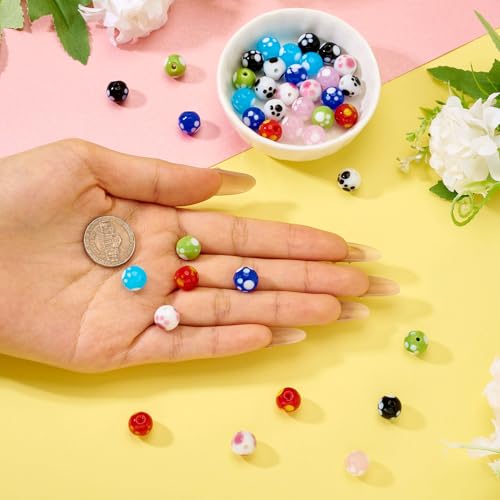 40 st. Paw Print Lampwerk kralen 10mm Ronde Handgemaakte Lampwerk Spacer kralen met kat / hond Paw Afdrukken 8 Kleuren voor DIY ketting armband sieraden maken 5