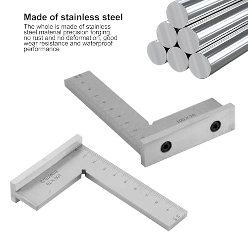 Carpenter Hoek 100 x 70 mm, Hoed Hoek gemaakt van staal met basis en schaal DIN 875, Hoek Ruler 90 graden, Hoekblok voor ingenieur, Carpenter, Laboratorium Machine, Houtbewerking 3