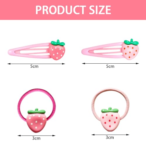 22 st. Strawberry Hair Clip en Hair Bands Set Metalen Snap Roze Decoratieve schattig Sweet Bangs Clip Aardbeien Accessoires Fruit Haarspeld voor vrouwen meisjes en tieners Gifts