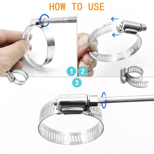 Slangenklemmen, Set van 24, 6-51 mm, slangklem, 304 roestvrij staal, verstelbare slangklem, voor zwembad, wasmachine, vijver en tuin (6 maten) 5