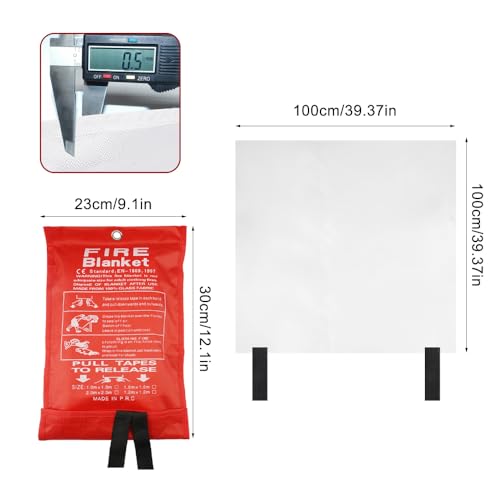 Branddeken voor thuis Keuken, 1m x 1m Branddeken Branddeken, Brandwerende deken,Fiberglass Branddeken Veiligheid, Branddeken Keuken Branddeken, Voor Barbecue, Auto, Camping, Garage