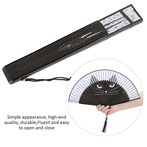 Bamboe Vouwdozen, geschilderd Inkjet cartoon kat patroon handfan voor bruiloft partij Dansen Drama Prop 4