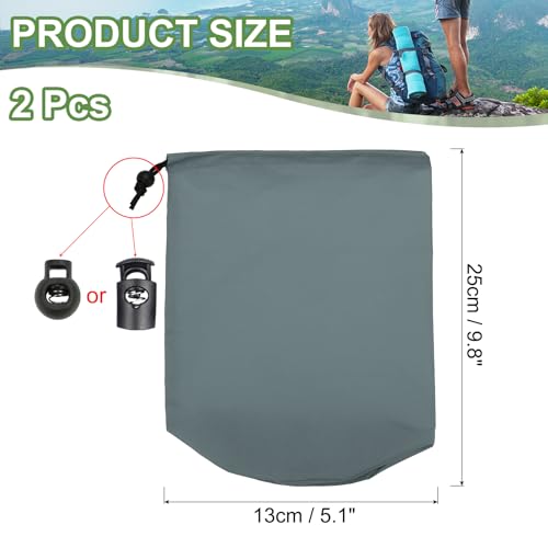 Stuff Sack, 2Scs 15x25cm Waterdichte Outdoor Opbergzak Draagbaar Koordstof Gap Bag Lichtgewicht slaapzak voor Camping Wandelreizen, Donkergrijs