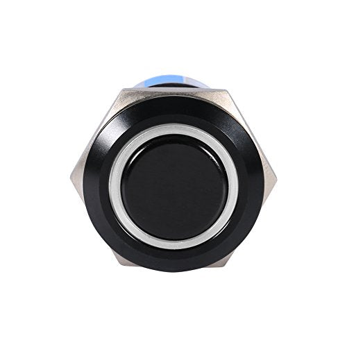 LED-duwknop, 19mm 12V-24V metalen LED aan/uit Zelfvergrendelende drukknop Waterdichte 12V-schakelaar Drukknop (2 stuks, wit) 3