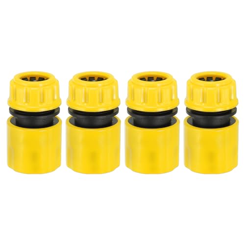 1/2" slang Reparatie Connector Extender, 4Pcs Plastic tuinslang Reparatie Waterslang Connectoren Leakproof Design, lichtgeel
