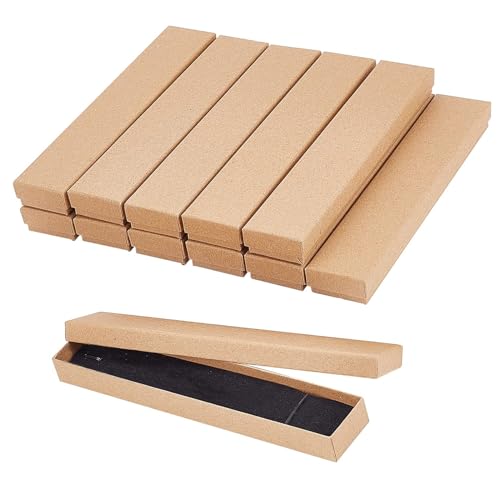 12 stuks Karton Juwelen Box, Rechthoekige armband Cadeau Doos Lange ketting geval voor oorbellen ketting sieraden presentatie, Moederdag, Kerstmis, Verjaardag Cadeau Verpakking Bruin