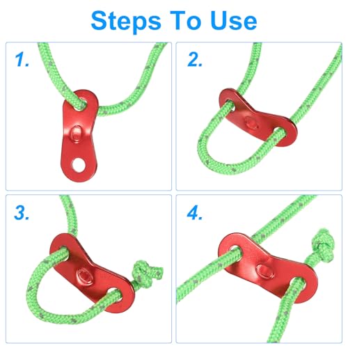 4mm Tent touw, 4Scs 13ft Reflectieve Guy Touw koord gebonden touw Paracord Cord Camping Touwen met rood aluminium koord Richters voor Camping Wandeltent, Wit 4