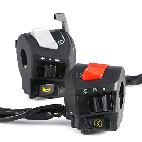 2PCS Universal 7/8" Motorfiets control switch handvat links en rechts Horn Turn Signalen Elektrische start-Motor fiets stuurschakelaar 4