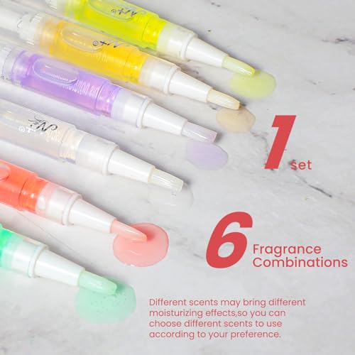 6 Piece Nail Oil Pen Set, Natuurlijke Cuticle Olie Pennen, Cuticle Olie voor Nagels, Cuticle Revitalisatie Oliën met zachte borstel voor beschadigde huid 4