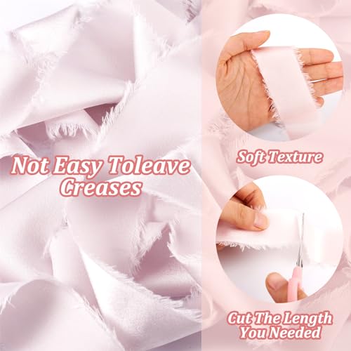 3 Rolls Polyester Gefraaid Fringe Ribbon 35mm Raw Edge Satin Ribbons voor bruiloft uitnodigingen Bruids Bow Bloem Boeketten Cadeaus Verpakking 4