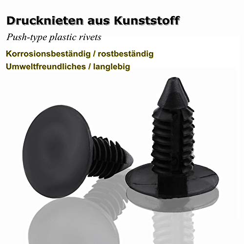 50 sts Auto Plastic Rivet Snap bevestigingsmiddelen Lichaam trim Clips Plastic Push Pin Rivet Renainer Clips Auto Bumper Plastic Rivet bevestigingshouder Trim Push Pinclip zwart 5
