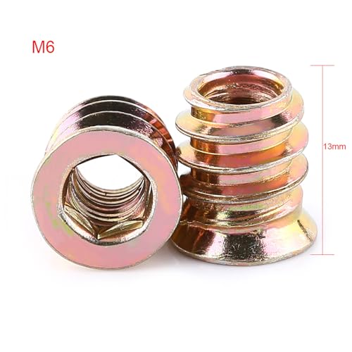 Verpakking van 20 hoofdsleeves, hexagonale krimpnoten, koolstofstaal holle schroefafdruk, draad voor houten meubelen (M6*13mm)