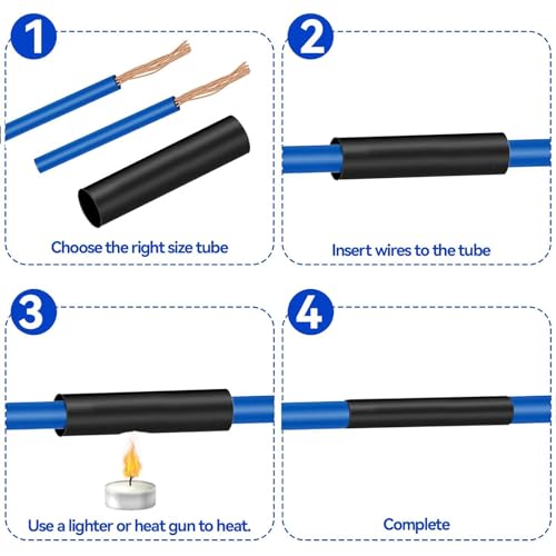70mm Dia 113mm Flat Heat Shrink Tubing Wrapping Slang, 1m Lengte Elektrische isolatie Warmte Heat Shrink Wrapping Cable Cover, 2:1 Ratio Waterdichte Covers voor elektrische isolatie en reparaties, Zwart 5