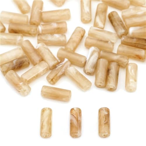 20 stuks lange Acryl Tube Kralen Parel Werk gekleurde Losse kralen Vintage kralen voor DIY Handgemaakte sieraden maken, Vakantie decoraties, 8mmx 20mm, Threading Hole 2mm, Khaki