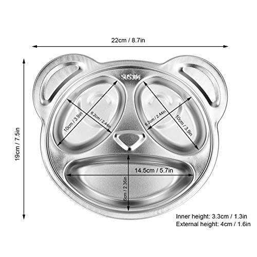 Kinderen Tafelgerei, 304 Stainless Steel Panda-Shaped Kinderen Eten Plate Tafelgerei Multifunctioneel Eten Verdeeld Plate voor thuis kleuterschool 4