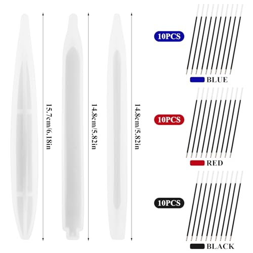 6 stuks Hars vormen Epoxy Pen Siliconen vormen met 30 vervangende Pennen Epoxy Hars vormen voor ambachten