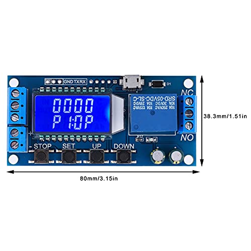 Tijdrelaismodule DC 6-30 V met LCD display, zelfontspanner, tijdcyclus 0,01-9999 min, houder voor micro USB 5 V, voeding, met bescherming tegen omgekeerde aansluiting