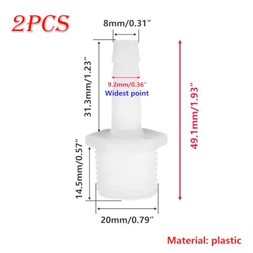 2st Plastic slangenreducer Pagoda Pipe Fittings, 8mm OD Barbed Wire Tube Connector x G 1/2 Male Thread Adapter Connector, voor Aquarium, Air Line