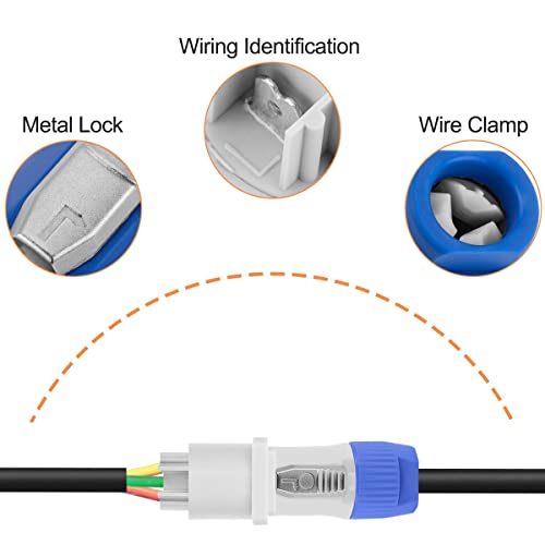 voor Powercon Connector 3 Pin Man Panel Mount Female voor Neutrik Power Cable, AC 250V 20A Plug Jack Adapter voor Stage Light LED Screen Audio Equipment, 8st 5