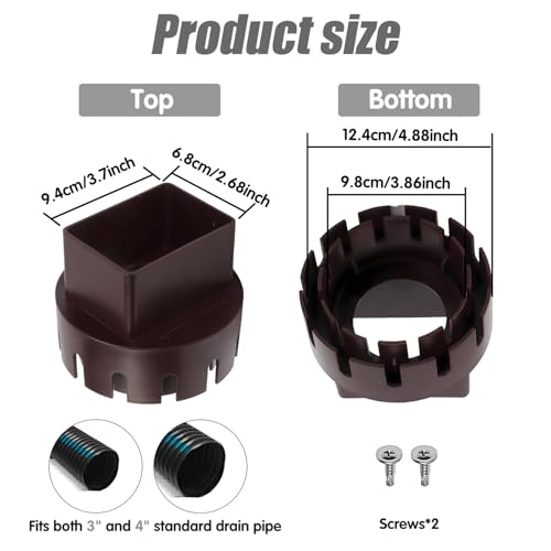 Rain Gutter Downspout Adapter, Plastic Drain Downspout Extender Connector Flexibele Drain Adapter Vervanging Downpipe Converter Connector met Schroeven voor Outdoor(Brown S)