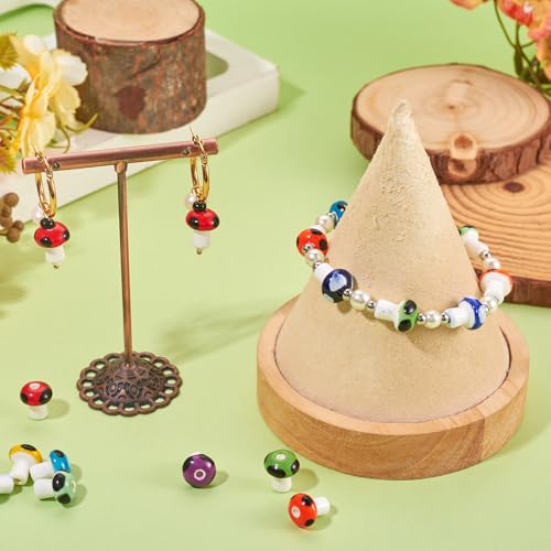 50 stuks paddenstoel porseleinen kralen handgemaakt mini paddestoel keramische ruimter kralen kleurrijke ambachtelijke verlieskraal voor armbanden kettingen sieraden maken