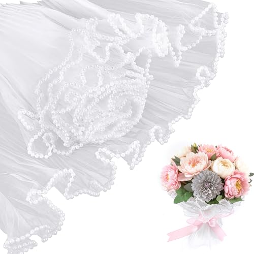 Bruiloft Cadeauverpakking Wrap, 4m Boeket, Papier, Bloemenpapier, Gift Wrap, White Packaging Paper Mesh Paper Wavy Net Garen voor Bloem levert Valentijnsdag, Bloemenbenodigdheden