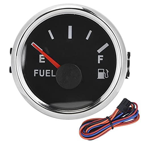 Olieniveaumeter, 52mm/2in Brandstofolietank Metaalweergave Gauge Waterdichte digitale tachometermeter, 0-190ohm Signal Signal Indicator Meter voor Ship Boat Car (Black Dial Silver Frame)