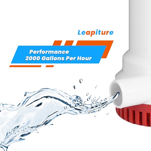 2000GPH Elektrische kielpomp, 12V Boot Kielpomp Boot Waterafvoer Pomp Marine Ontsteking Beschermde boot onderdelen 3