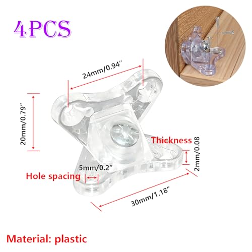 Verpakking van 4 verwijderbare hoekhouders, Meubilair Montage Hackets, Butterfly Corner Connector, Montage Hackets met Schroeven voor schuren, Kasten