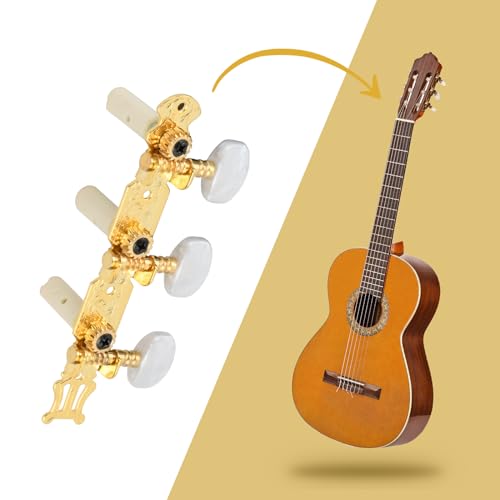 4Pcs Gitaar Tuners Machine Heads 2L+2R, Classical Guitar String Tuning Peg, Metalen Machinekop Open Muziekinstrument Delen met Montage Schroeven voor Akoestische Elektrische Gitaar 5