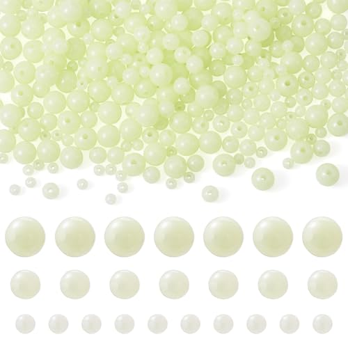 300 st. Glow in de donkere ronde kralen, groene lichtgevende kralen, Gumball Acryl Spacer 6/10/12mm kralen Bulk voor ketting, oorbel, DIY sieraden armband ornament sleutelhanger