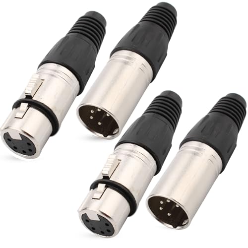 4 Pack Solder Connectors XLR 5 Pin Mini 5 Pin XLR Plug, XLR Man / Vrouwelijke XLR, Microfoon Kabel Plug, Microfoon Audio Jack, XLR Stereo Jacks