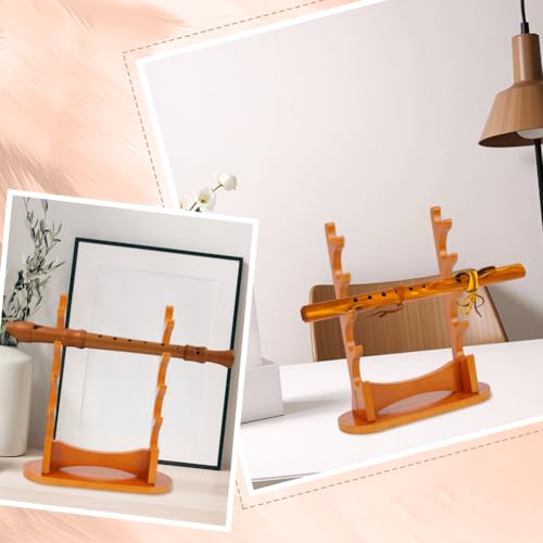 Houten fluitstandaard, 5 niveauszwaarddisplay hogen bureaustandaard voor sopraanfluit en blaasinstrumenten, 31 x 11,5 x 37 cm 5