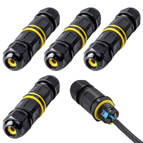 Kabelconnectoren Waterdicht 3 Pin 4 Pieces IP68 Waterdichte kabelconnectoren Grondkabelconnector, Waterdicht voor diameter 5-9 mm Kabeldiameter, Grondkabelconnector, AansluitingsSocket voor Tuin