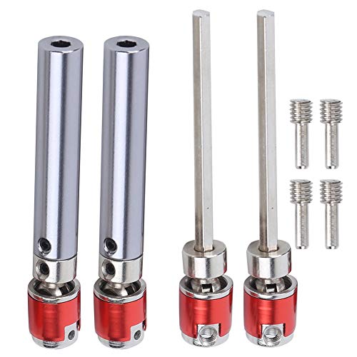 RC Car Drive Shaft, 2 Set metalen transmissie aandrijving Shaft upgrade delen Compatibel met Axial SCX10 D90 1/10 Model Car (Zilver Rood)