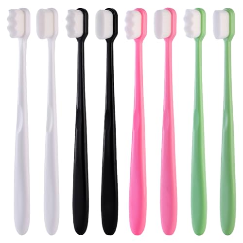 8st Zachte borstel tandenborstel, handtandenborstel met 10000 borsteltjes, extra zachte tandenborstel voor gevoelige borsteltjes, Micro Nano handmatige tandenborstel Soft Bristles