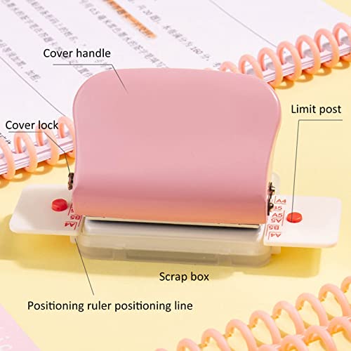 Roze 30 hole los blad papier puncher, Punch 5 vellen in een keer, voor het boren van binnenpagina's, handmatige punchmachine dagelijks papier puncher 4