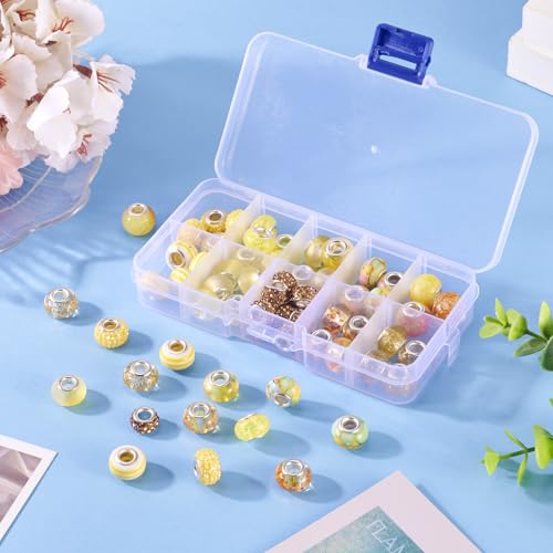 64 st. Hars Europese kralen Clay Rhinestone Grote Gat kralen gele Rondelle Grote Spacer Kralen Platinum Core Bulk voor DIY armband ketting sieraden maken 3