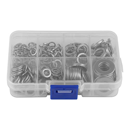 200PCS Stainless Steel Flat Ring & Split Lock Washer Assortiment Set M5 M6 M8 M10 Metric