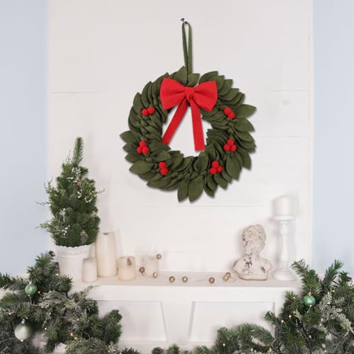 Kerst krans voor de voordeur Kerstmis vilt decoratie met bessen en rode bogen Kerstmis bloemen vakantie festival indoor outdoor decor 3
