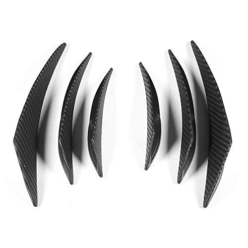Splittervinnen, 6 stuks Carbon Fiber Texture Car Front Bumper Lip Splitter Fin Canard Splitter Diffuser Valence Body Spoiler Kit