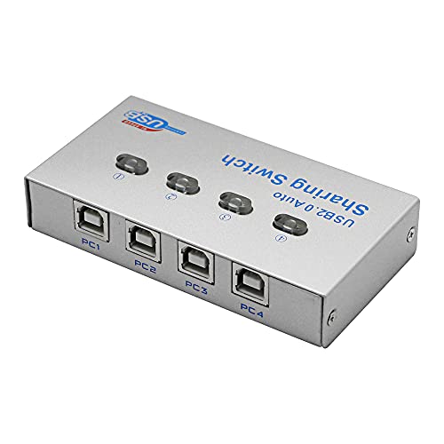 Printer Splitter, USB-printer delen Switch4 poorten,4 pc's delen 1 USB-apparaat, High Speed Switcher Printer Scanner Extern (1 tot 4)