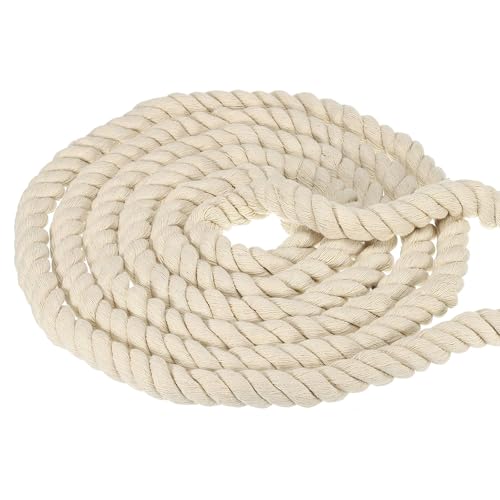 3/4 Inch x 7.6m Natural Twisted Cotton Touw 3 Strand Strong Thick Cotton Touw Touw van de oorlog Touw voor leuningen Ambachten Home Decor, wit