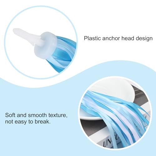 Bike Streamers, 2 Set Kleurrijke Scooter Handlebar Tassels Handgrepen Libbon Accessoires Decoraties voor meisjes fiets driewielers, blauw wit / kleurrijk 3